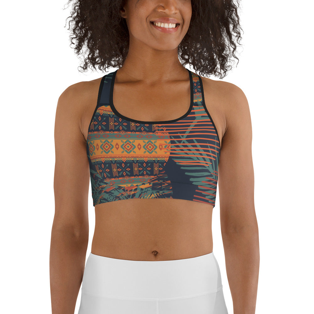 FUSURIRE Etnic Aztec Pattern Sports Bra for Women Girls Low