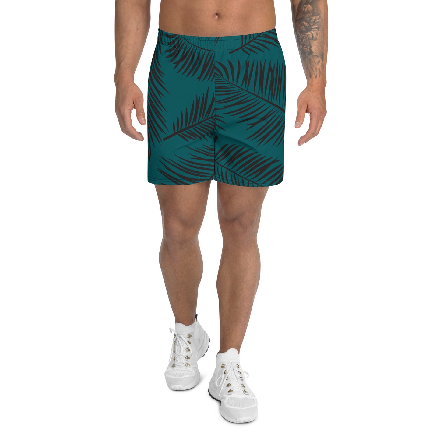 Men's Green  Leaf Pattern Athletic Shorts