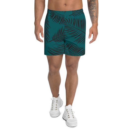 Short de sport à motif de feuilles vertes pour hommes