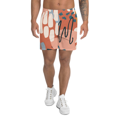 Mehrfarbige sportliche Shorts für Herren in Braun mit abstraktem Druck