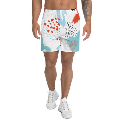 Red Blue Men's Paint Abstract Athletic Shorts