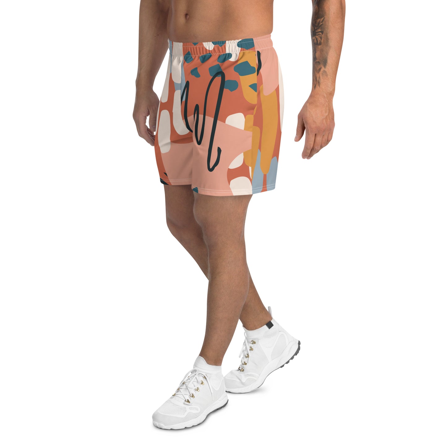 Men's Brown Abstract Print  Multicolored Athletic Shorts