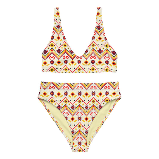 Yellow African Pattern Aztec Recycled  Bikini