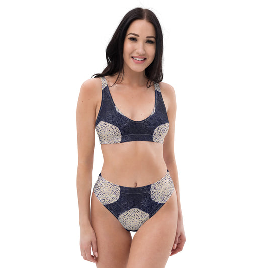 Cream Circle High-Waisted Two Piece Swimwear for Women